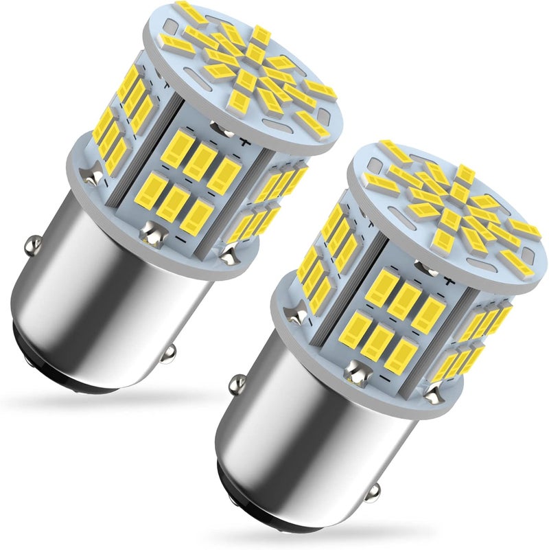 Melphan-Auto 1157 Led Brake Light Bulb, 12V-24V 1157 7528 2357 2057 BAY15D LED Replacement Light Bulb for Brake Tail Light for Car RV Trailer Boat, 54SMD 3014 Chipset White light, 2PCS - Image 1